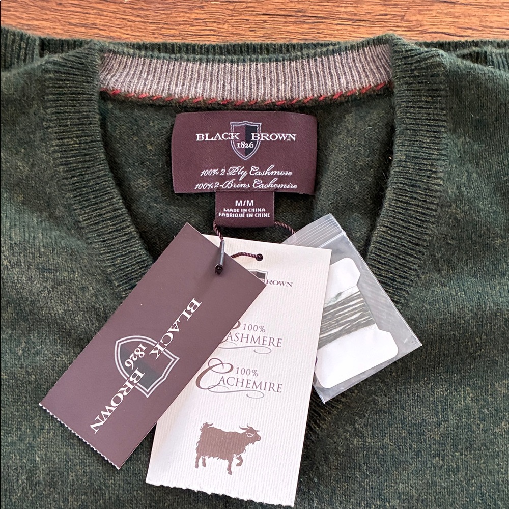 Black Brown 1826 Cashmere Forest V-Neck Sweater - Picture 2 of 3